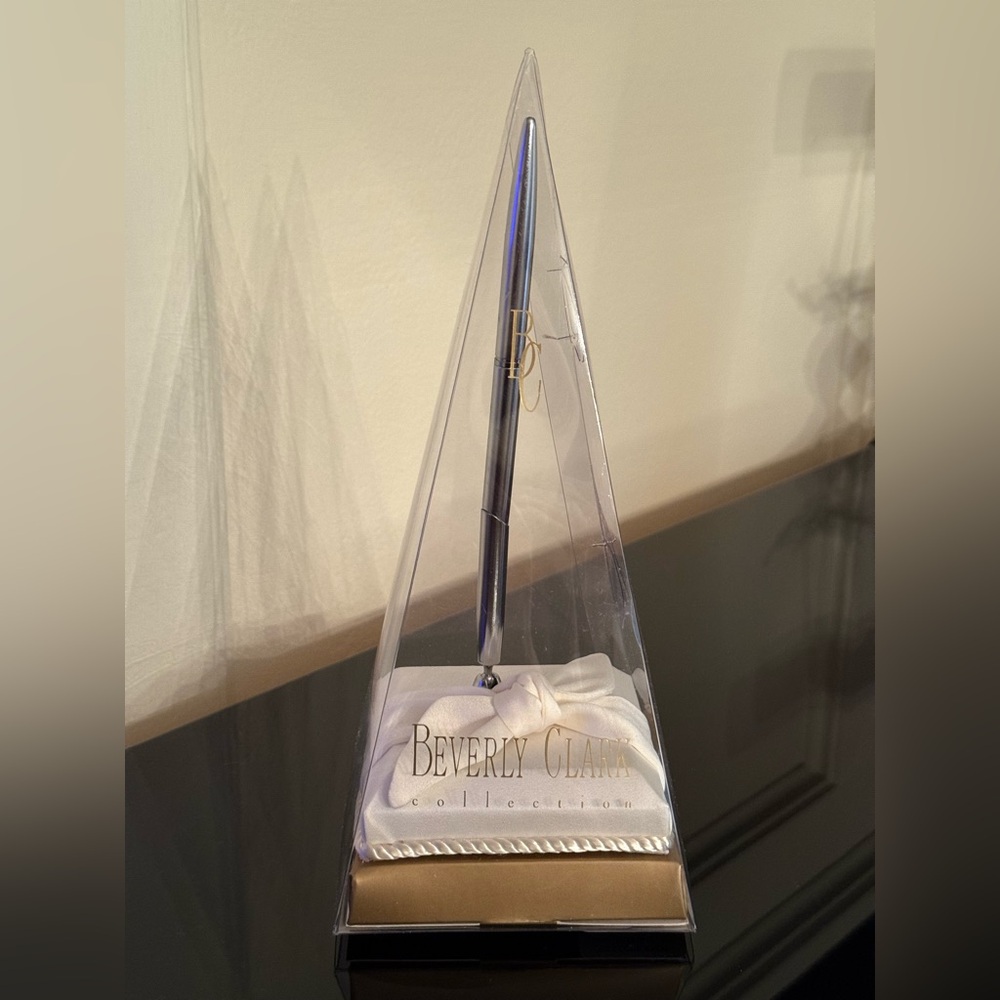 Silver Pen in Ivory holder for wedding guest book.
